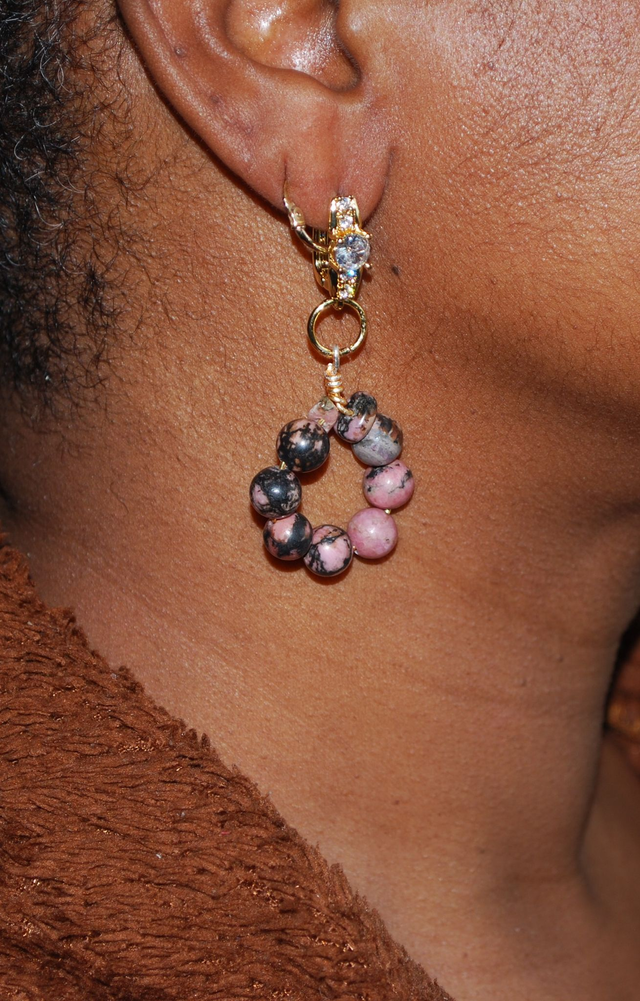 Boucle d&#039;oreille en rhodonite 