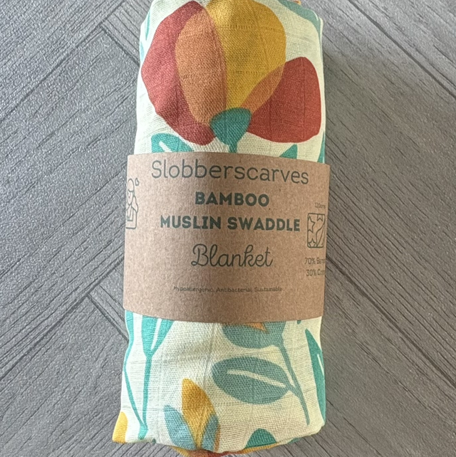 Bold Flowers Bamboo Muslin Swaddle Blanket