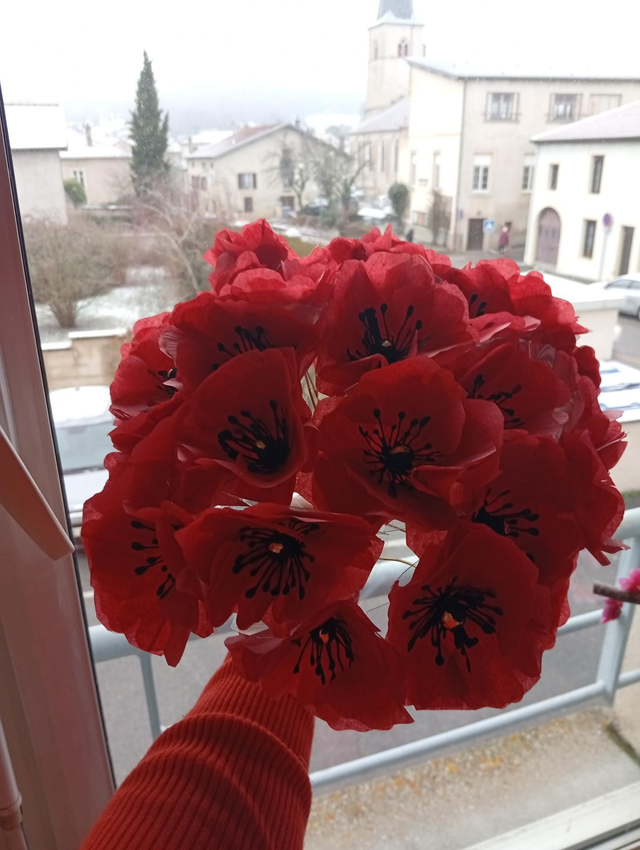 Bouquet de 30 coquelicots en papier uniquement en mode retrait