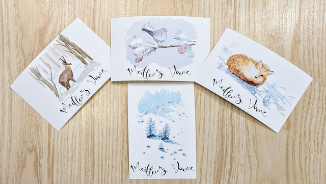 Carte Meilleurs voeux nature et animaux d'hiver