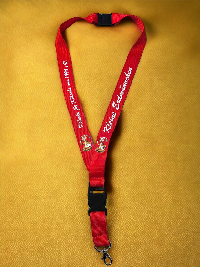 Schlüsselband rot mit Aufdruck Erdmännchen