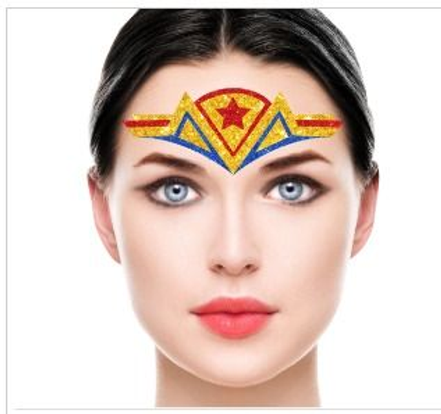 CARNEVALE , TATOO  VISO GLITTERATO DA SUPEREROE