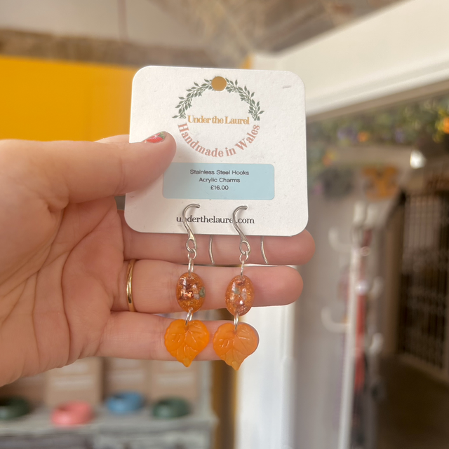 Leaf Earrings - Orange
