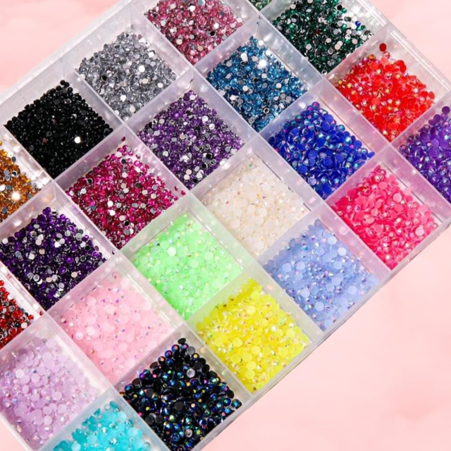 24 grid 2mm &amp; 3mm nail gems style 2