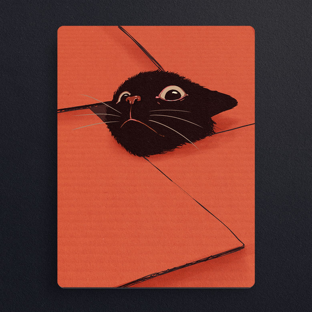 #0800 Chat noir et Carton Rouge - ILLUS - PRINT - Digital painting