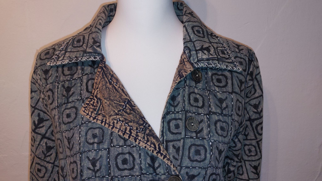 Veste Kantha confectionnée dans les villages indiens, cousue et imprimée à la main, coton, teintures naturelles