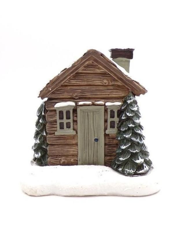 Ceramic Log Cabin Incense Cone Burner
