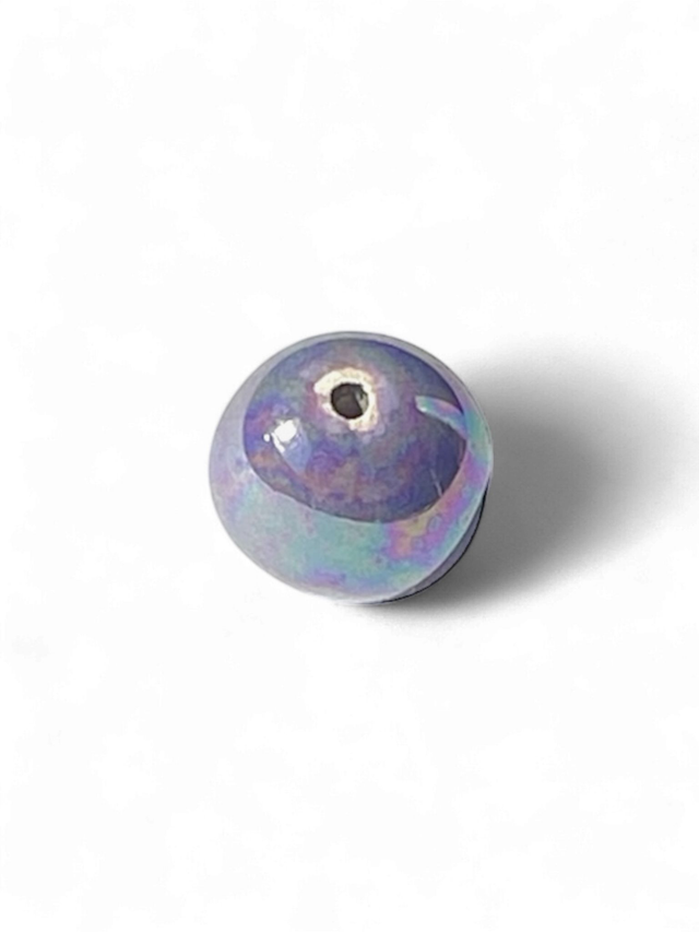 Perle de faïence violette nacrée, semi-ronde, 0,8-0,9 mm x 1 pc