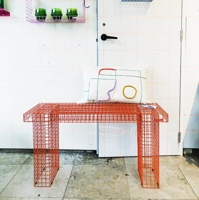 Kalager Wire bench, oranje 