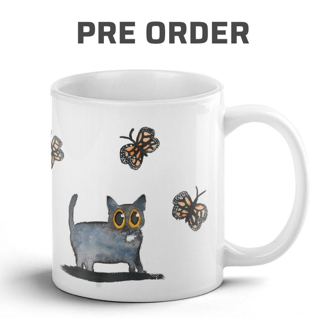PRE-ORDER Black Cat Butterflies Mug