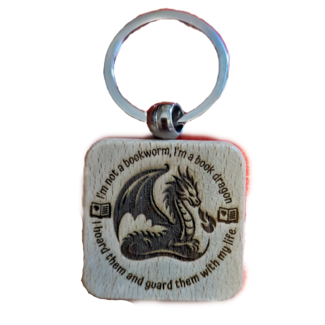I&#039;m not a bookworm I&#039;m a book dragon Wooden Double Sided Keyring