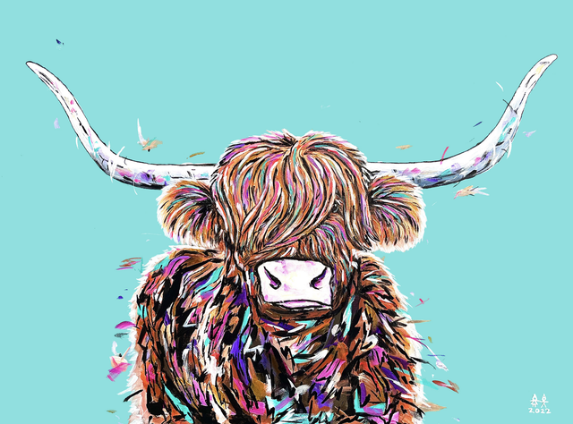 X4 Prints - Cameron the Highland Coo 8"x10" (£7.50 per unit)