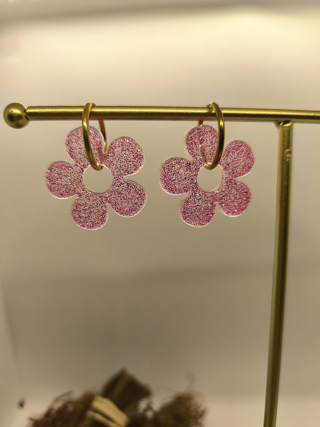 Pampilles interchangeables BORA rose pailletté 