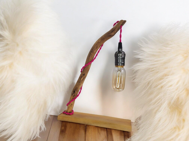 Lampe bois flotté