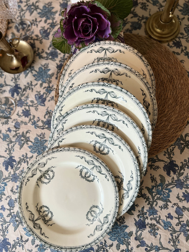 MONTHOLON - Suite de 6 assiettes plates manufacture des Salins - Terre de Fer