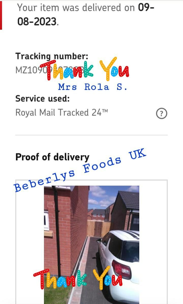 Proof of delivery From Mrs Susie R. ( Leicester England, July 2023)