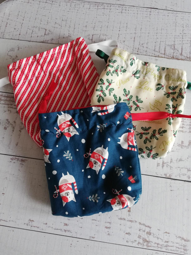 Reusable Eco-friendly Drawstring Gift Bags - Mini Festive