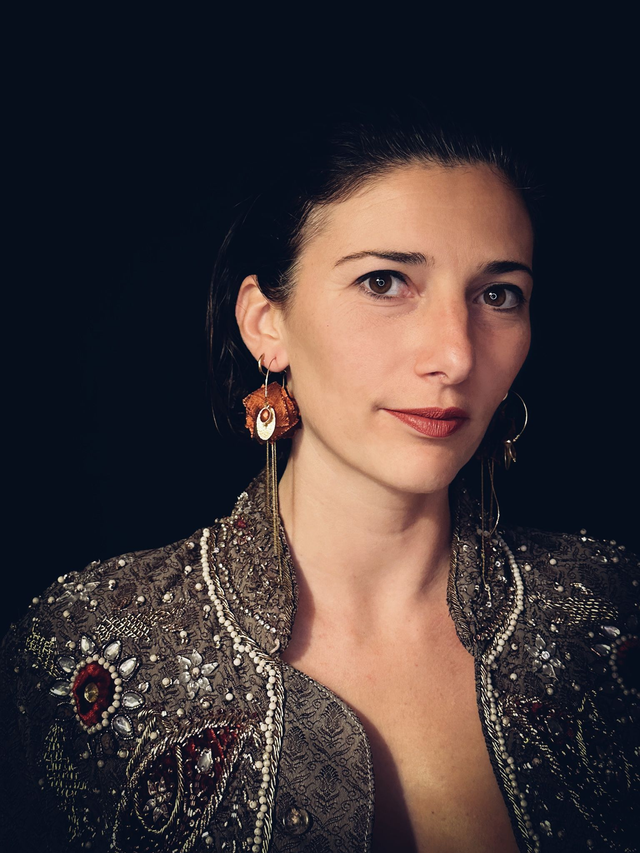 Boucles d&#039;oreilles &quot;Frou-frous&quot; brique, grand modèle