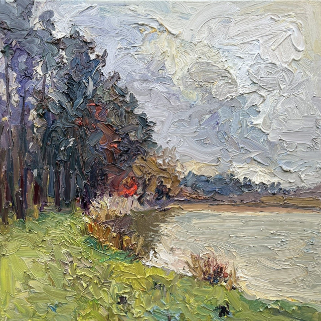 "Ufer der Erinnerung" Öl auf Leinwand, 80 × 80 cm, 2025