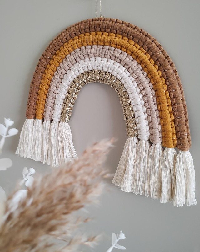 Arc-en-ciel macramé - Déco murale bohème - AMBRE 