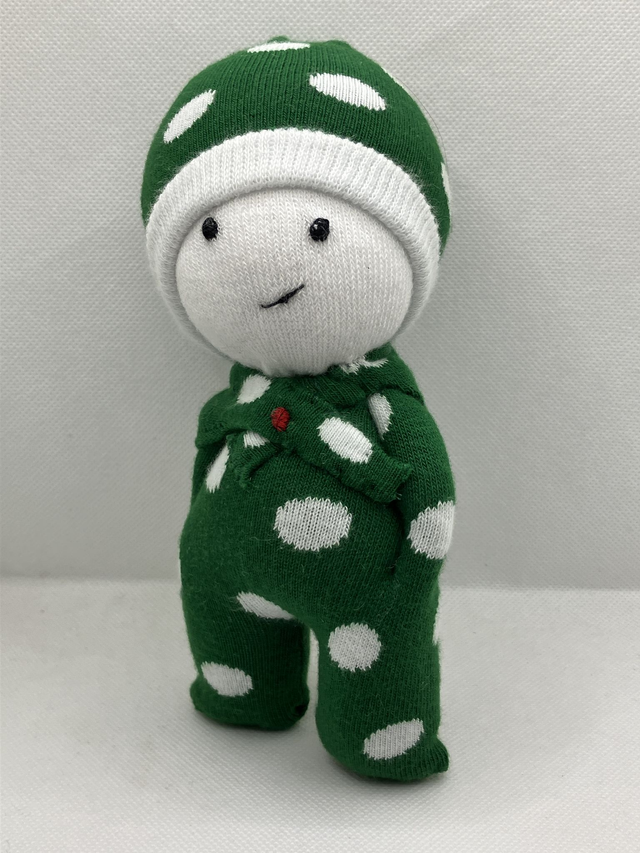 Doudou-chaussette vert sans pompon