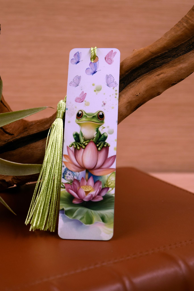 Sweet Frog Bookmark – Lily Pad &amp; Butterflies Design