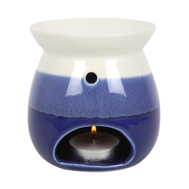 Blue Reactive Glaze Oil Burner Tealight Wax Warmer 