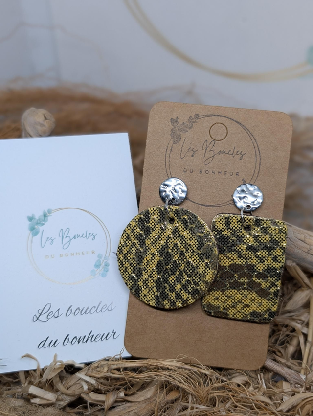 Boucles d&#039;oreilles Asymétrique jaune as008