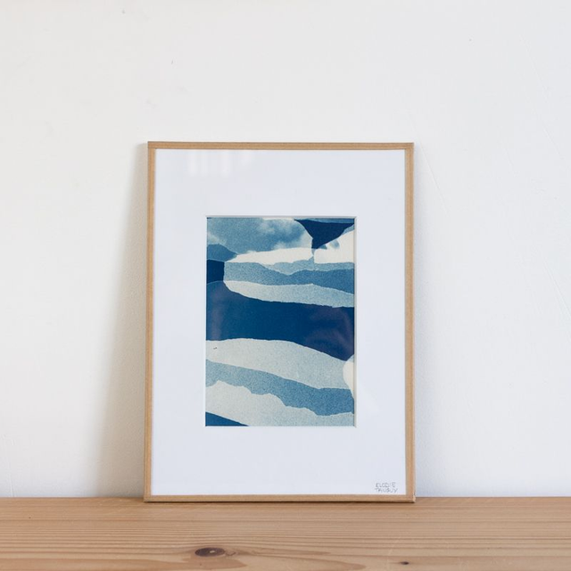 Nuages - Cyanotype sous verre - 18x24 cm