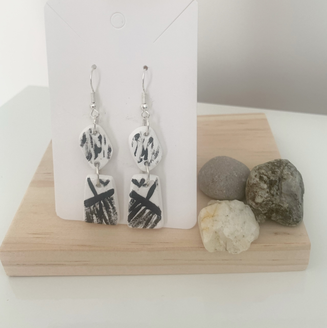 Hand Painted Air Dry Clay Earrings