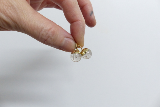 Ohrpendel mit Rutilquarz in Gelbgold 585/-