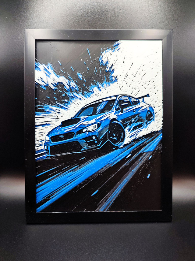 Cadre décoratif 3D personnalisé – 15×20 cm - Voiture Sport Subaru Rallye