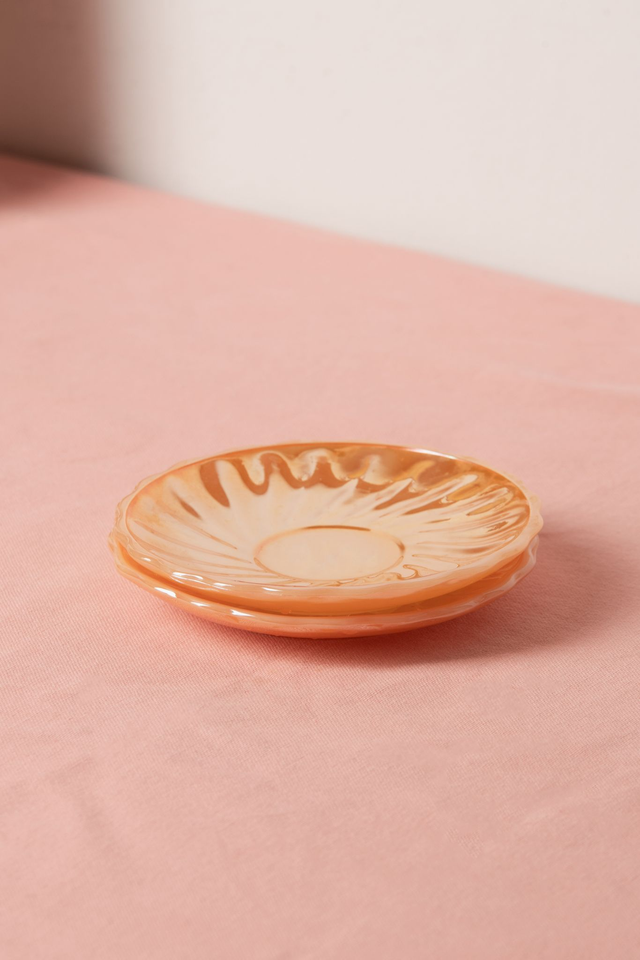 Lot de 2 soucoupes pêche Fire King ✨