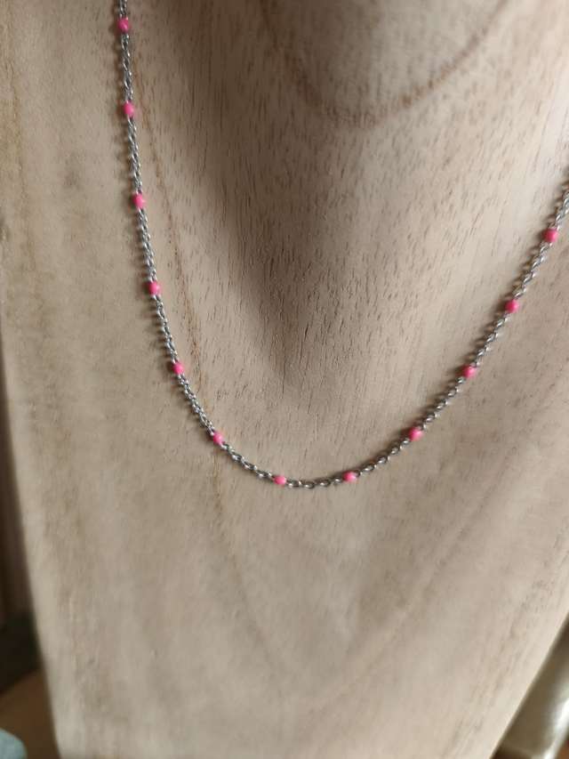 COLLIER ROSAIRE ARGENT/ROSE 0000462