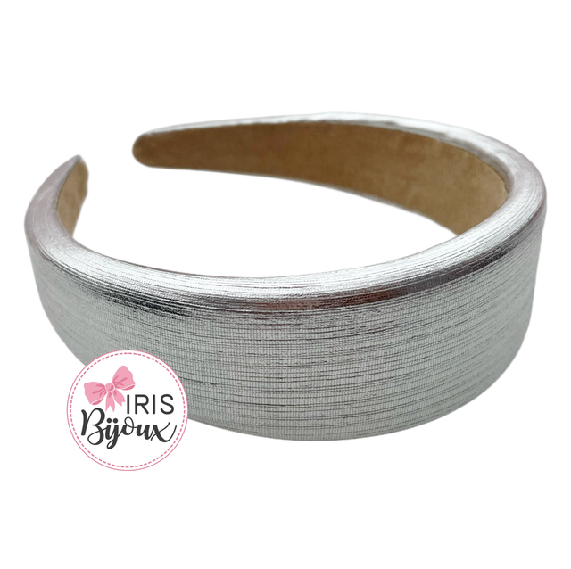 Cerchietto largo striato argento 