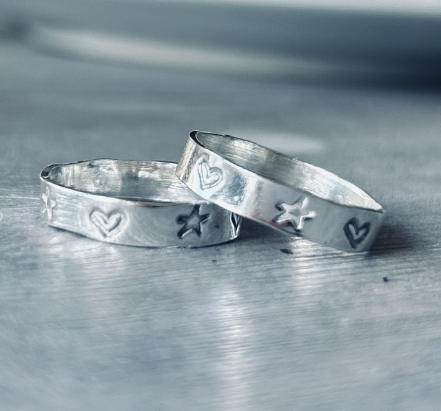 Star &amp; Heart stamped rings