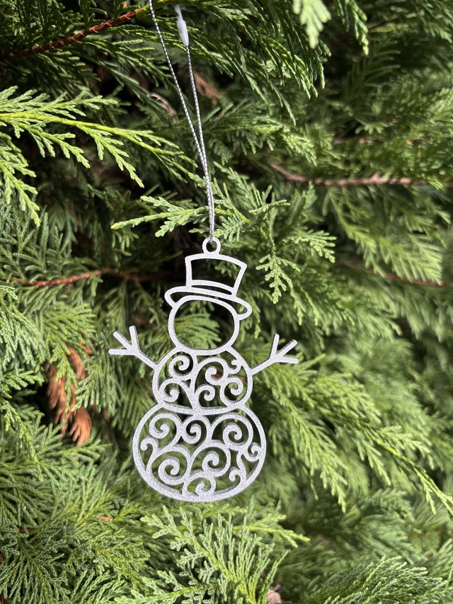 Boule de Noel Bonhomme de neige Argent