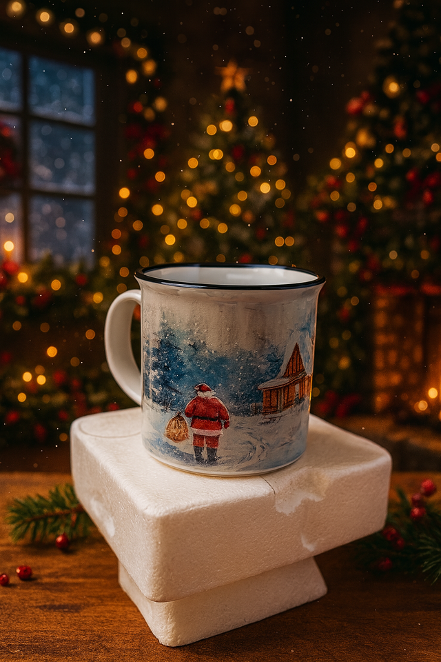 Tasse en Céramique de Noël – Père Noël &amp; Chalet Enneigé