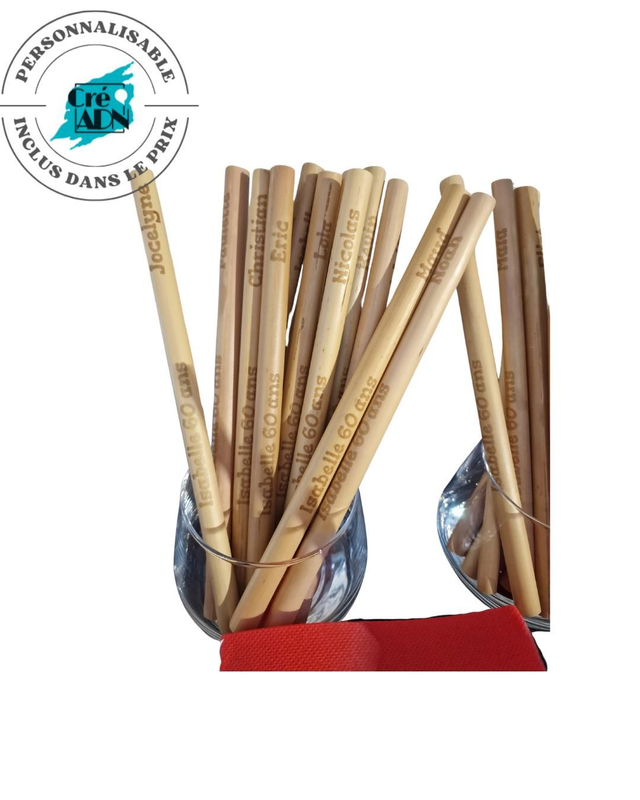 Paille réutilisable en bambou -Lot de 10 paille avec Goupillon de nettoyage-