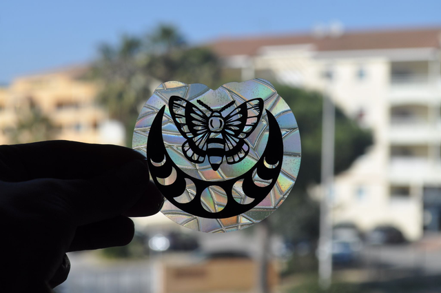 Attrape Soleil Statique - Papillon de Nuit et Croissant de Lune - Suncatcher