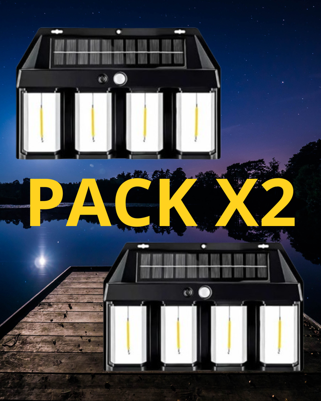 PACK X2 FOCO SOLAR/RECARGABLE 4 LED PARA EXTERIOR 