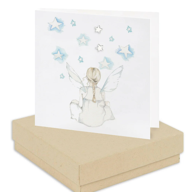 Fairy Sky Card - Sterling Silver Star Stud Earrings 