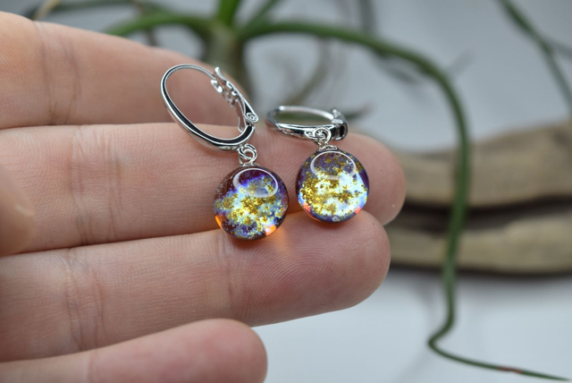 DORMEUSES VOIE LACTÉE AMBRE MONTURE ARGENT (DVL15)