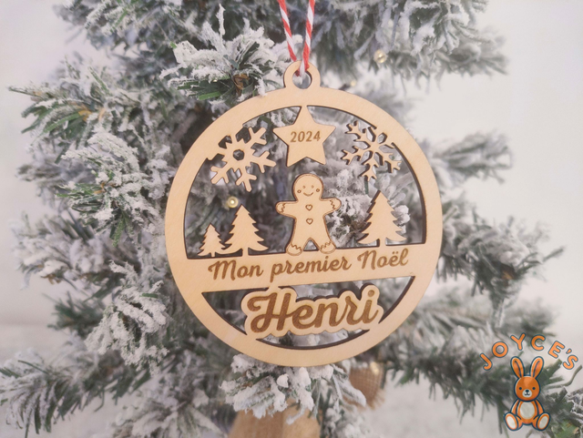 Boule de noël "premier noël" - 9cm - Modèle Henri