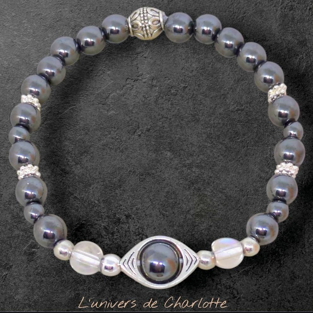 Bracelet glam "Hématite" 6mm BR-149