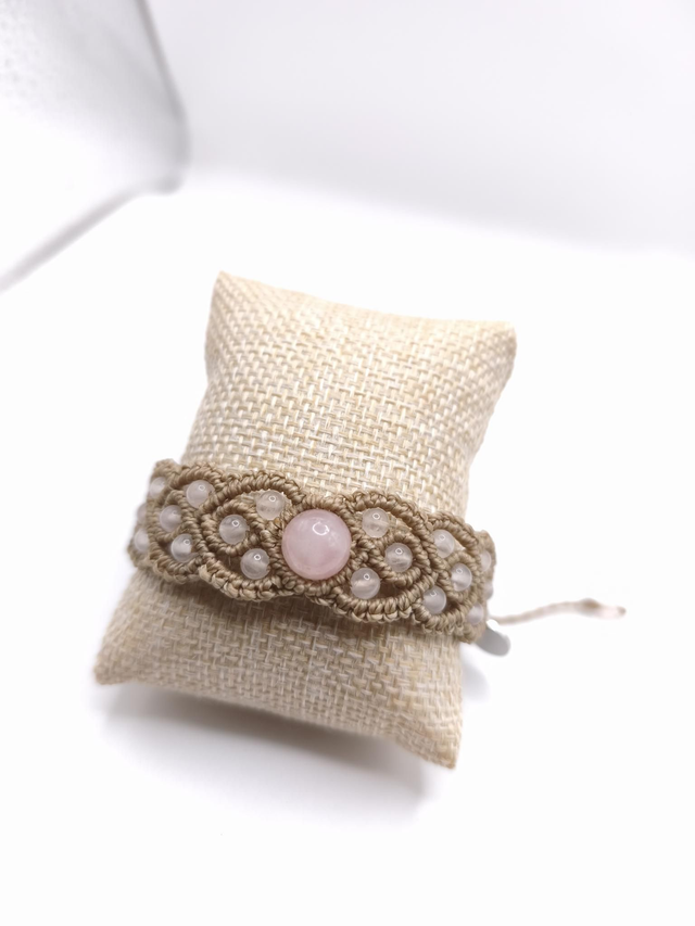 Bracelet macramé quartz rose