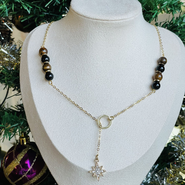 🐅🌑Collier Oeil de tigre et Onyx