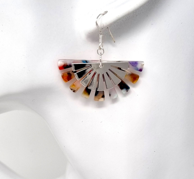 BOUCLES D'OREILLES FEMME EVANTAIL MULTICOLOR ACETATE - BO916