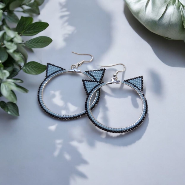 Boucles d&#039;oreilles créoles chat