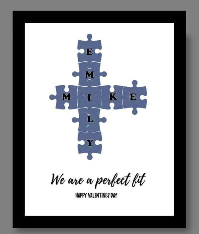 Jigsaw names personalised print &amp; frame | Anniversary | Engagement | Valentine | Gifts for couples 